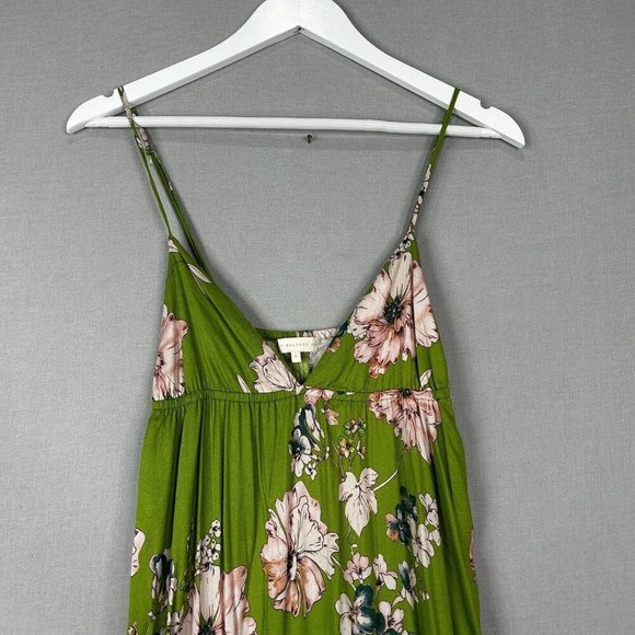 Sun Becomes Her Revolve Womens Dress 6 Green Solstice Trapeze Maxi Floral Tiered - Picture 4 of 11